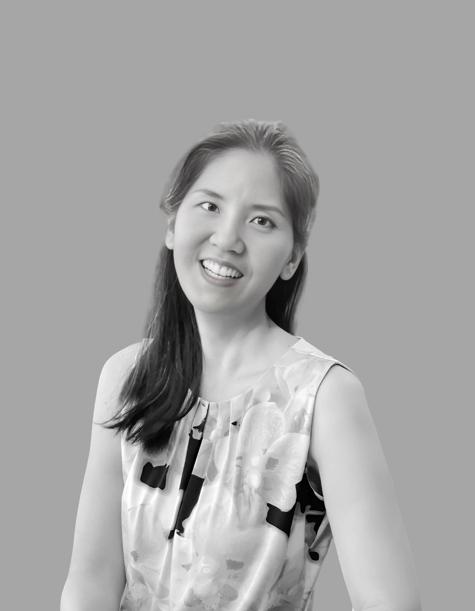 Black & white image of Judy Wang, an EMDR therapist in Maryland, Nevada and South Carolina that supports people struggling with anxiety, OCD and trauma.