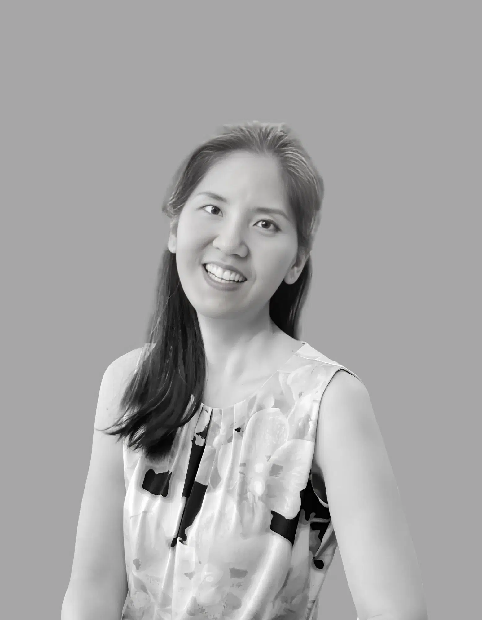 Black & white image of Judy Wang, an EMDR therapist in Maryland, Nevada, South Carolina and Vermont that supports people struggling with anxiety, OCD and trauma.