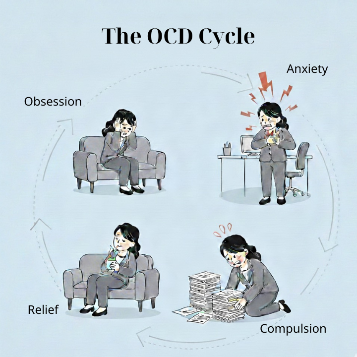 Visual of the Obsessive Compulsive Disorder cycle in Maryland professionals